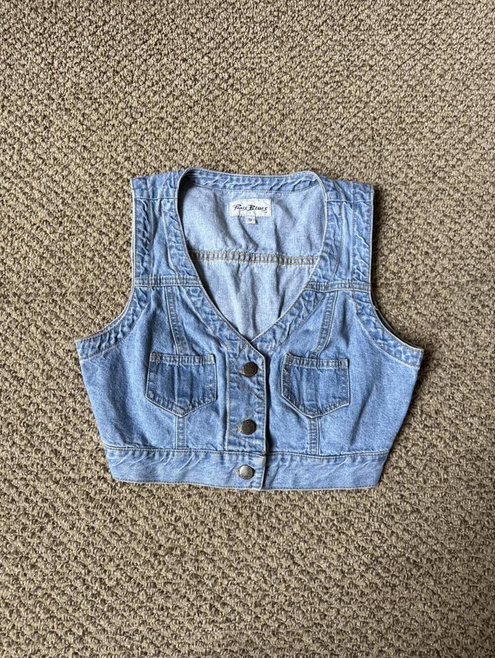 vintage y2k light wash denim vest